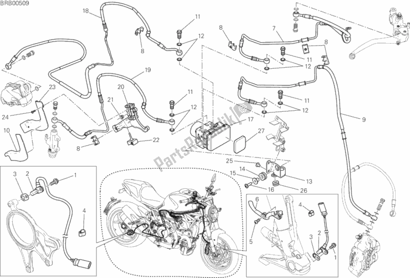 Toutes les pièces pour le Système De Freinage Antiblocage (abs) du Ducati Monster 1200 S Stripes USA 2016